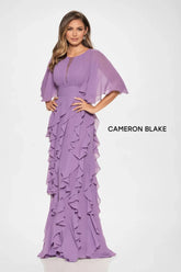 Cameron Blake CB213 Long Formal Beaded Ruffle Evening Dress