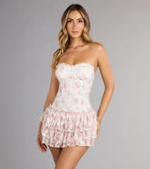 Steal The Scene Floral Corset Ruffle Mini Dress