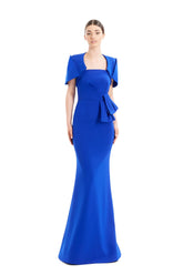 Alexander By Daymor 1656F22 Pleated Long Formal Evening Bolero Dress
