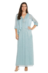 Formal Metallic Dress Long Evening Cape R&M Richards 1695P