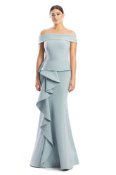 Alexander by Daymor 1756S23 Fitted Long Formal Peplum Evening Dress