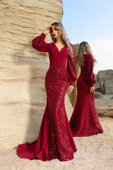 Terani Couture 252E5129 Long Sleeve Mermaid Formal Evening Dress