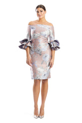 Alexander by Daymor 1768S23 Short Cocktail Fitted Floral Print Knee Length Dress