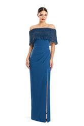 Alexander by Daymor 1883F23 Formal Long Pleated Evening Cape Dress