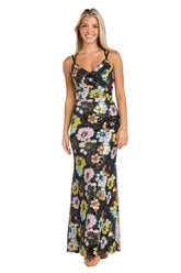 Morgan & Co 19051 Fitted Long Formal Floral Sequin Prom Dress