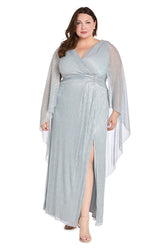 Plus Size Long Dress Formal Metallic Cape R&M Richards 1911W