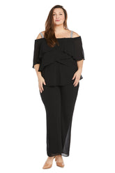 Plus Size Long Formal Pant Suit Ruffle R&M Richards 1939W
