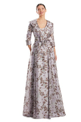 Alexander by Daymor 1963S24 Long Two Piece Ball Gown Printed Formal Jacket Dress