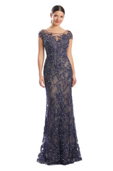 Alexander by Daymor 1973S24 Beaded Applique Long Mother of the Bride Formal Dress