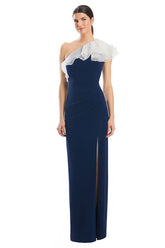 Alexander by Daymor 1982S24 Fitted Ruffled Long Formal Evening Dress