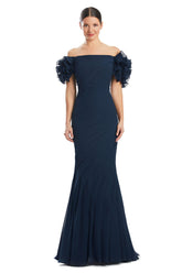 Alexander by Daymor 1992S24 Pleated Long Formal Ruffle Prom Dress