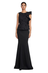 Alexander by Daymor 2039-44F24 Long Formal Peplum Lace Evening Dress