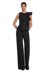 Alexander by Daymor 2039-45F24 Long Formal Ruffle Peplum Lace Jumpsuit