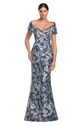 Alexander by Daymor 2062F24 Printed Long Formal evening Pleated Dress