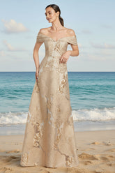 Alexander by Daymor 2063F24 A Line Long Formal Button Evening Dress