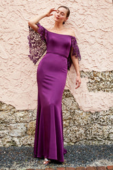Cameron Blake 220632 Long Formal Fitted Lace Evening Dress