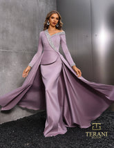 Terani Couture 252E5108 Long Sleeve Formal Overskirt Evening Dress