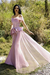 Terani Couture 252M5357 Fitted Long Formal Peplum Evening Dress