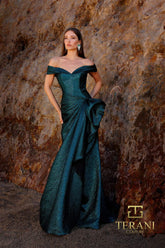Terani Couture 252M5364 Long Fitted Formal Peplum Evening Dress