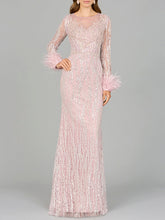 Lara Dresses 29049 Long A Line Mother of the Bride Feather Dress
