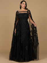 Lara Dresses 29138 Long Cape Formal Mother of the Bride Lace Dress