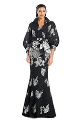 Alexander by Daymor 3088S25 Fitted Long Fornal Printed Jacket Dress