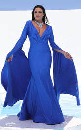 Jessica Angel 311 Long Fitted Formal Evening Cape Dress