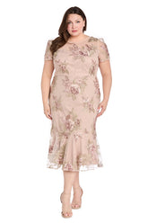 Plus Size Floral Midi Dress Cocktail R&M Richards 3218W