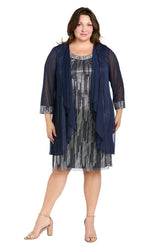 Short Cocktail Plus Size Dress Metallic Jacket R&M Richards 3377W