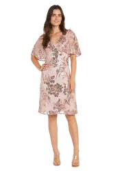 Sequin Floral Dress Short Cocktail R&M Richards 3398