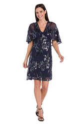 Sequin Floral Dress Short Petite Cocktail R&M Richards 3398P