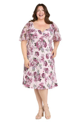 Plus Size Floral Print Dress Short Cocktail R&M Richards 3467W
