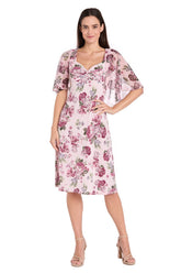 Short Floral Print Knee Length Dress Cocktail R&M Richards 3467