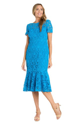 Short Fitted Dress Lace Midi Length Cocktail R&M Richards 3498
