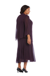 Beaded Plus Size Dress Formal Midi Jacket R&M Richards 358260