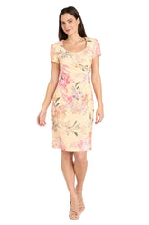 Floral Print Short Cocktail Dress Pleated R&M Richards 4034
