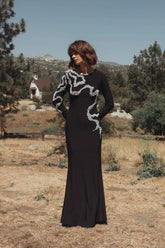 Long Sleeve Beaded Gown Fitted Mac Duggal 44086