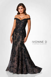 Ivonne D ID323 Sequin Long Formal Lace Applique Evening Gown