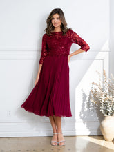 Eva Fashion 5285 Short Pleated Lace Mother of the Bride Midi Dress
