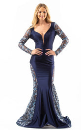 Jessica Angel 539 Mermaid Fit Long Sleeve Formal Dress