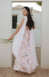 Tinsley Tube Dress ~ Powder Pink Blooms Taffeta
