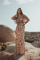 Floral Sequin Dress Long Formal Mother of the Bride Mac Duggal 6158