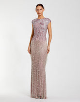 Long Formal Beaded Fringe Dress Evening Mac Duggal 6169
