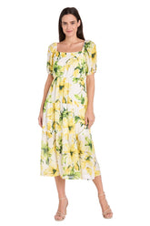 Printed Midi Length Dress A Line Cocktail R&M Richards 6672