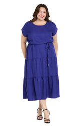 Plus Size Midi Length Dress A Line R&M Richards 6680W