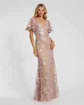 Long Floral Sequin Dress Formal Mother of the Bride Mac Duggal 68743