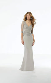 MGNY Madeline Gardner New York 72117 Beaded Long Formal Lace Evening Dress