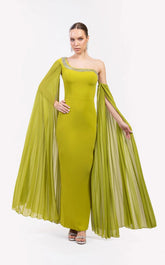 Odrella 7837 Long Formal Fitted Cape Evening Prom Dress