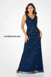 Cameron Blake CB793 Beaded Long Floral Sequin Evening A Line Dress