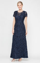 Alex Evenings 81122670 A Line Long Formal Lace Sequin Mother of the Bride Dress